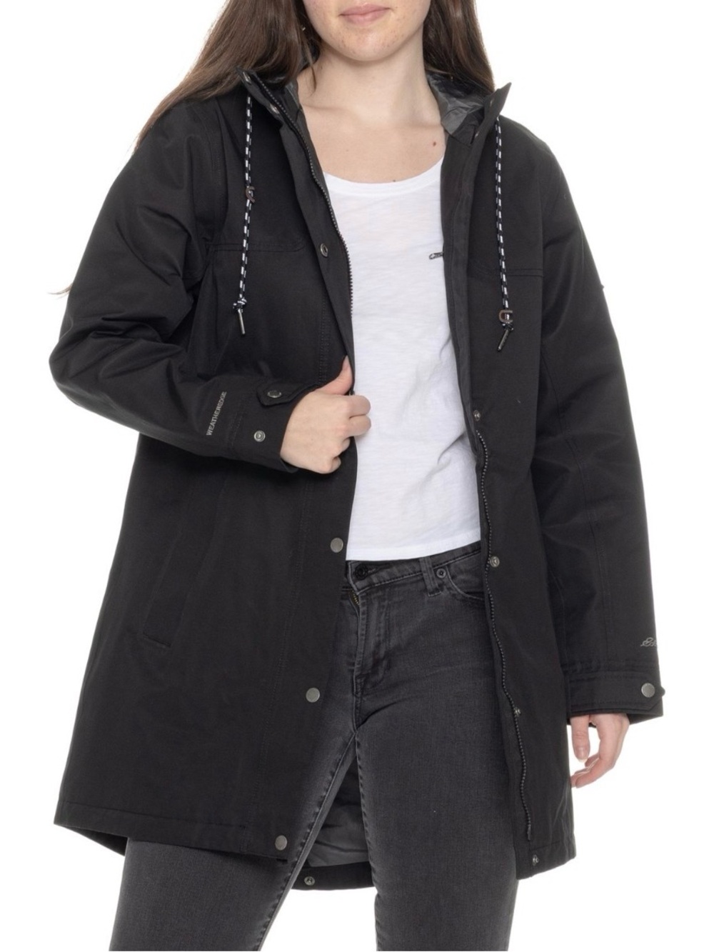 Eddie Bauer Black Waterproof Women’s Charly Rain Parka Coat With Hood